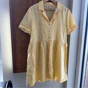 NWT Butter Yellow Linen Button-Up Dress
